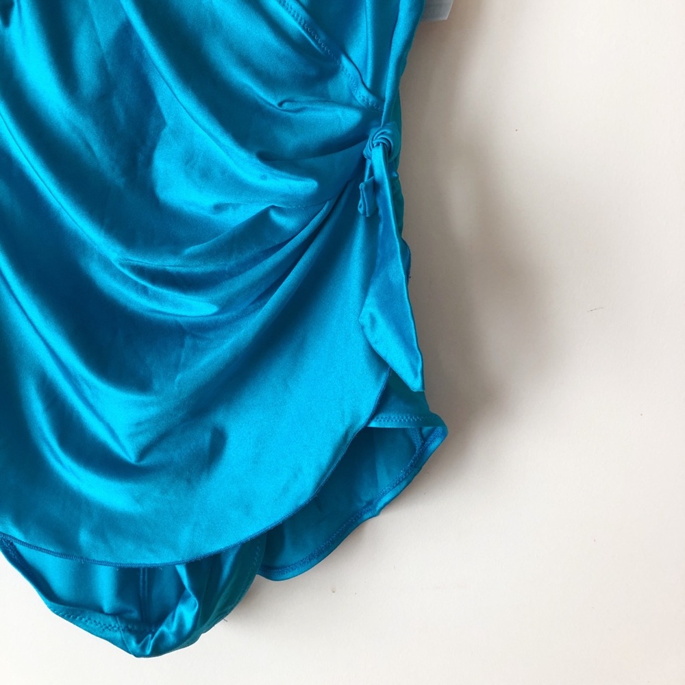 Vintage Pinup One Piece Teal Swimsuit size 10 - Picture 3 of 7